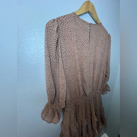 NWT Vestique Ilia Brown Polka Dot Ruffle Tiered Mini Dress Size M boutique NEW - Picture 6 of 11